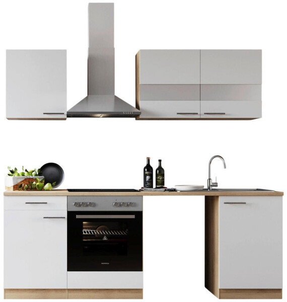 Respekta Küche für Unterbau Waschmaschine Eiche Weiß Merle 220 cm (KB220ESWCWA), Bild 7