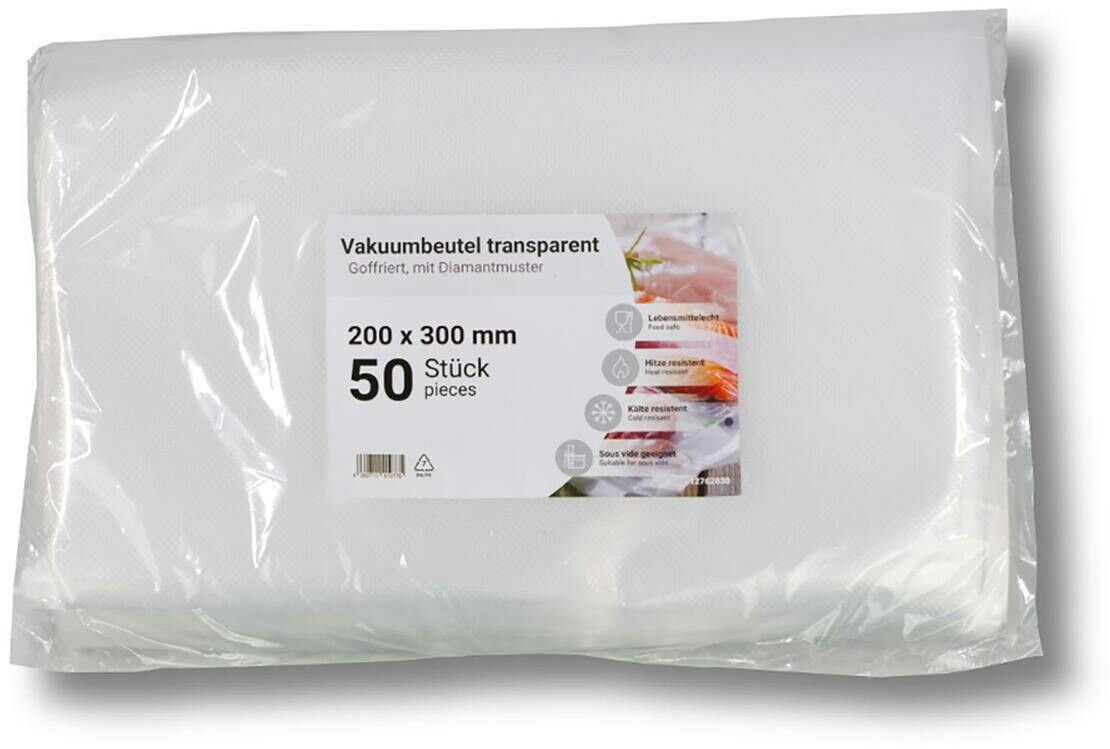 VEPATIM 50 Siegelrandbeutel Vakuumbeutel PA/PE 200 x 300 mm goffriert transparent 90 mq