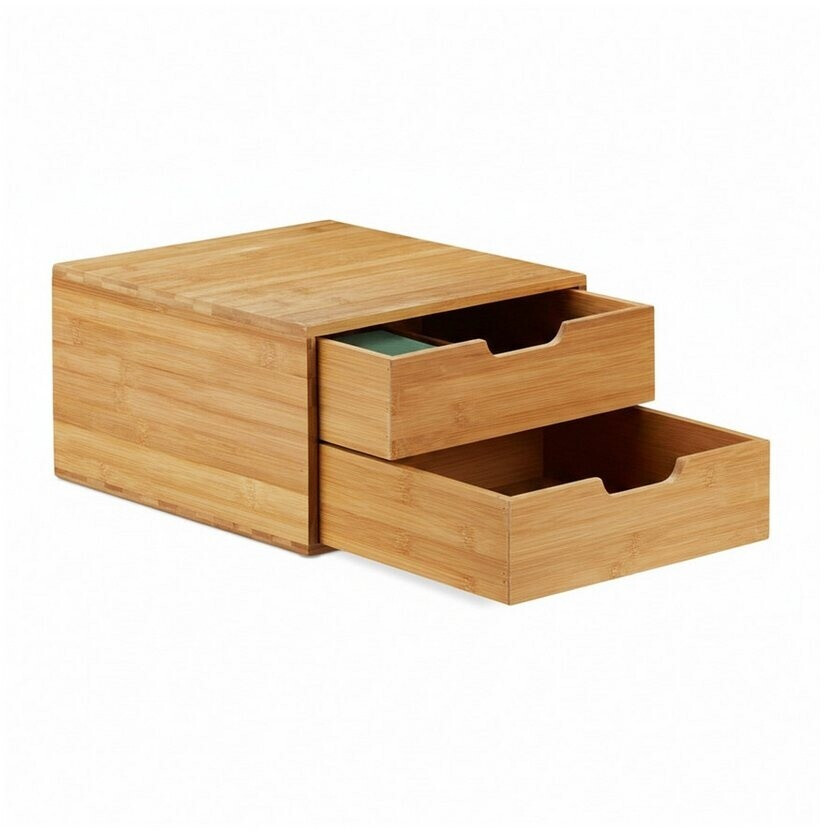 Relaxdays Schubladenbox A4, 2 Fcher, Bambus, geschlossen, braun ab 40.31   | Vergleiche 12 Angebote auf idealo.de