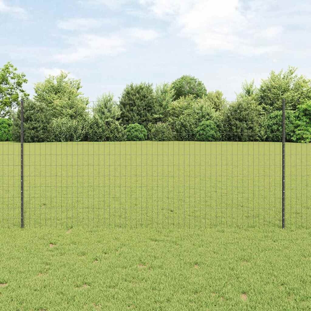 vidaXL Euro Zaun mit 10 U-Posten 1,2x10 m Stahl (3336074) grau