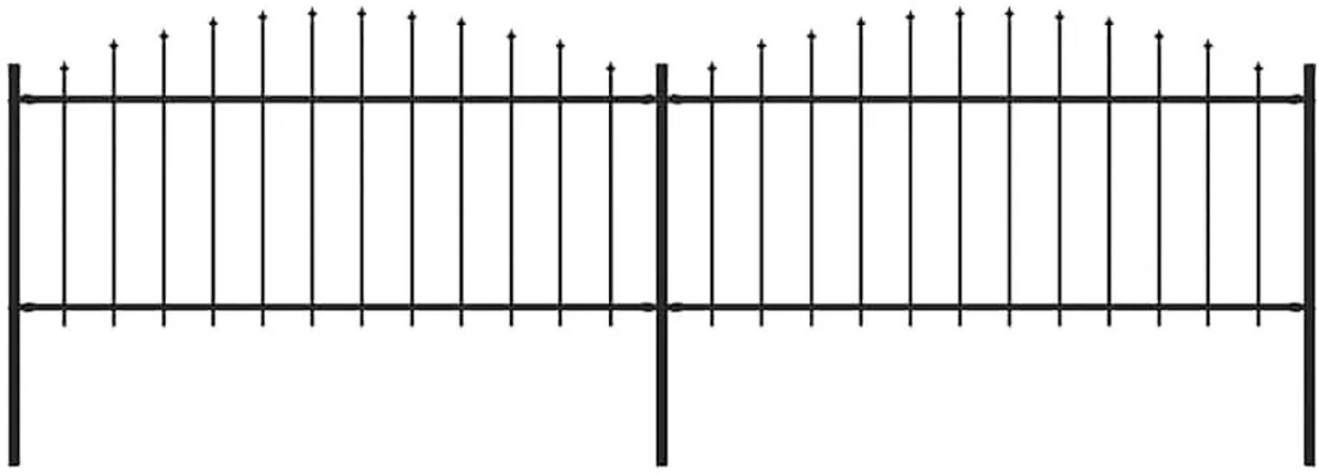 vidaXL Gartenzaun mit Speerspitzen Stahl (0,5 - 0,75) x 3,4 m (277704) schwarz