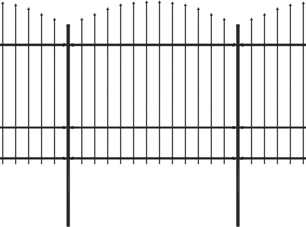 vidaXL Gartenzaun mit Speerspitzen Stahl (1,5 - 1,75) x 5,1 m (277741) schwarz