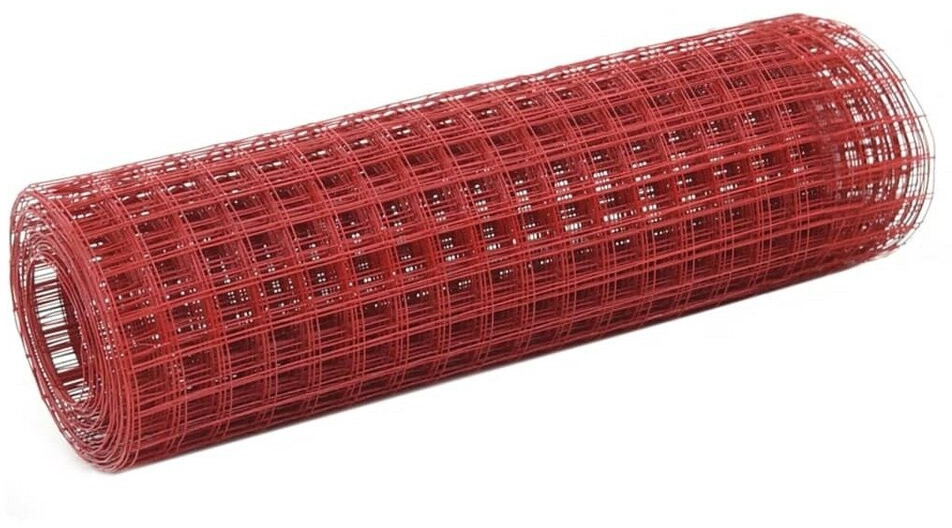 vidaXL Drahtzaun Stahl mit PVC-Beschichtung 25x0,5 m 19 x 19 (143676) rot