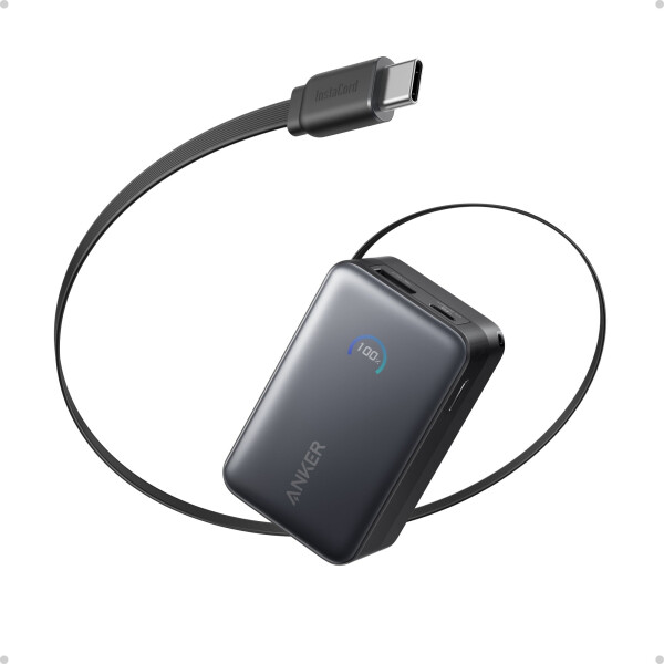 Anker Nano Powerbank (10K, 45W, Integriertes einziehbares USB-C Kabel) Schwarz, Bild 2