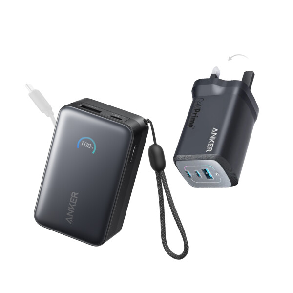 Anker Nano Powerbank (10K, 45W, Integriertes einziehbares USB-C Kabel) Schwarz, Bild 3