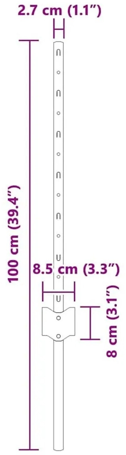 vidaXL vidaXL Fence Posts 5 Pieces U-Channel 60 cm Steel (42006276) grey - view 7