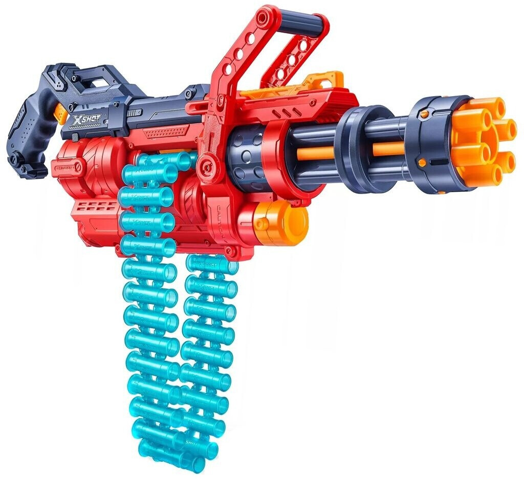 thumbnail interactive-video image 1 of X-Shot Excel Crusher Dart Blaster - 35-Dart Belt Fed With Slam Fire, 90ft Range (Red) 1 of 4