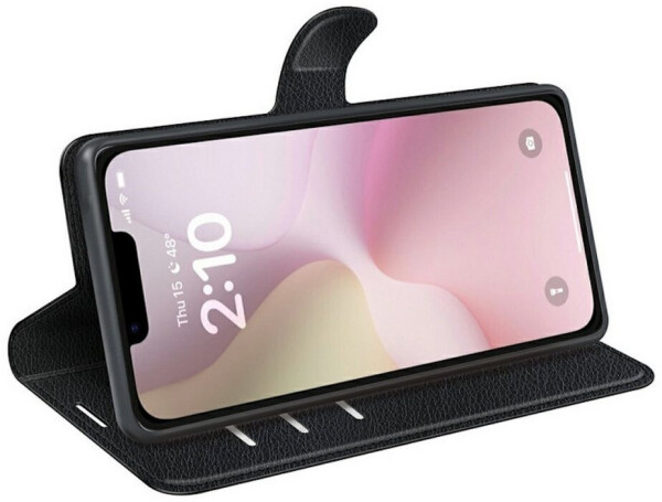 Wigento Smartphone-Hülle Für Apple iPhone 16e Kunstleder Book Wallet Handy Tasche Hülle Schwarz, Kunstleder Hülle mit Kartenfächern und Standfunktion, Bild 2