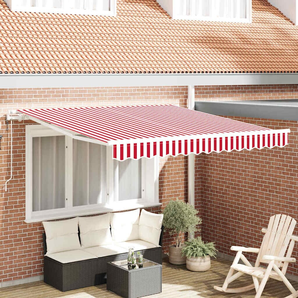 vidaXL Retractable Awning 350 × 250 cm red and white (3330269)