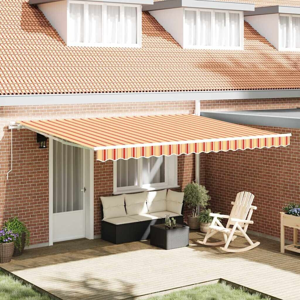 vidaXL Manual Extendable Awning yellow and orange 450 x 350 cm (3331089)