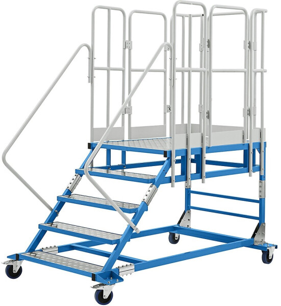 EUROKRAFT Plattformtreppe XXL mit Aluminiumeinlagen Plattformgröße 810 x 1250 mm 5 Stufen (499907)