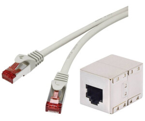 Renkforce RF-3829272 RJ45 Patchkabel CAT 6a S/FTP 20.00m Grau mit Rastnasenschutz 1St.