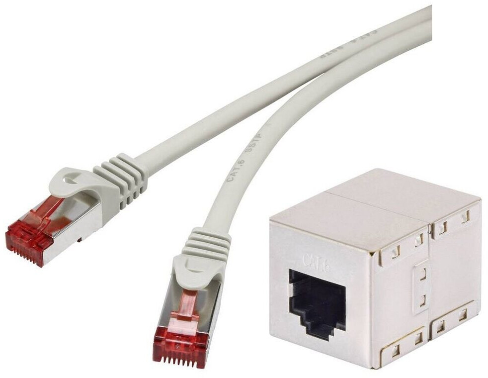 Renkforce RF-3829272 RJ45 Patchkabel CAT 6a S/FTP 20.00m Grau mit Rastnasenschutz 1St.