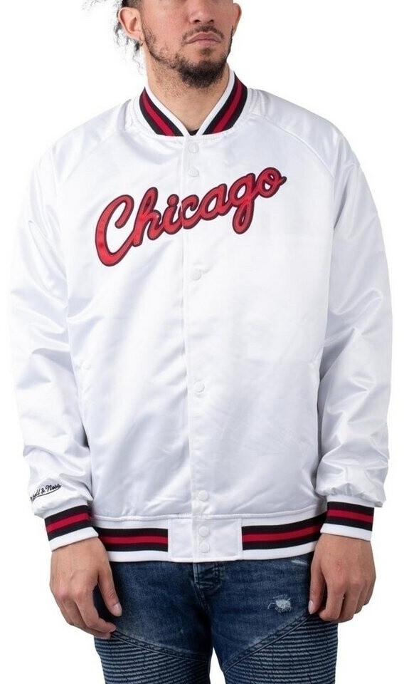 Mitchell & Ness – Giacca Leggera In Raso Dei Chicago Bulls | Nero | Anorak Stile Vintage | 98% Poliestere