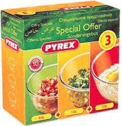 Pyrex 3 bols 0,5l, 1l, 2l