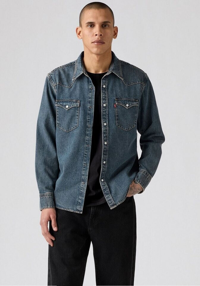 Levi's Barstow Western Standard Camicia Button-Down Uomo - Bella Cenere Slavata, Taglia L - Originale Con Tasche Sul Petto