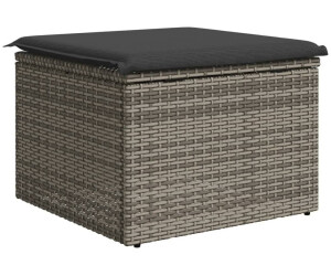 vidaXL Garden Stool with Cushions Gray 55x55x37 cm Poly Rattan (366118)