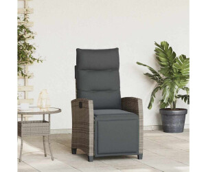 vidaXL Garden Armchair with Side Table Adjustable Grey Poly Rattan (4108276)