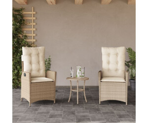 vidaXL Garden Armchair with Cushions 2 pcs. Adjustable Beige Poly Rattan (365268)