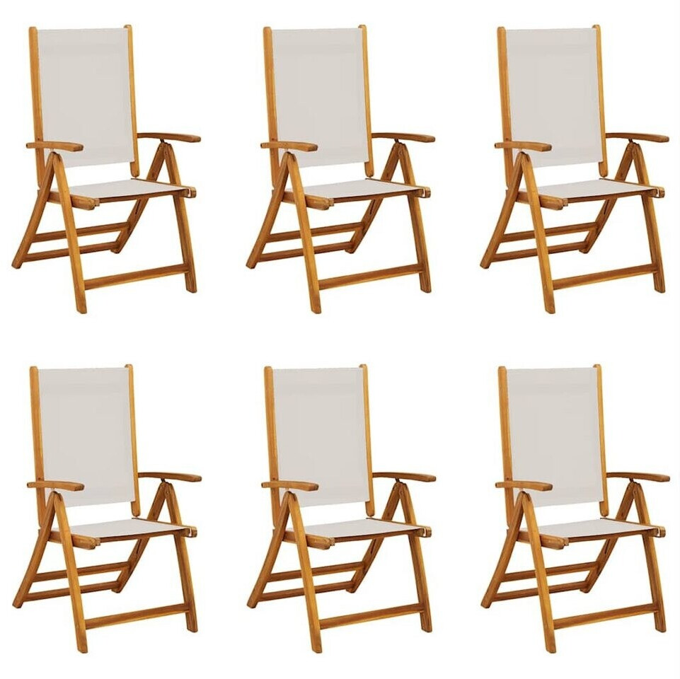 vidaXL Gartenstühle 6 Stk. Klappbar Massivholz Akazie und Textilene (3279239)