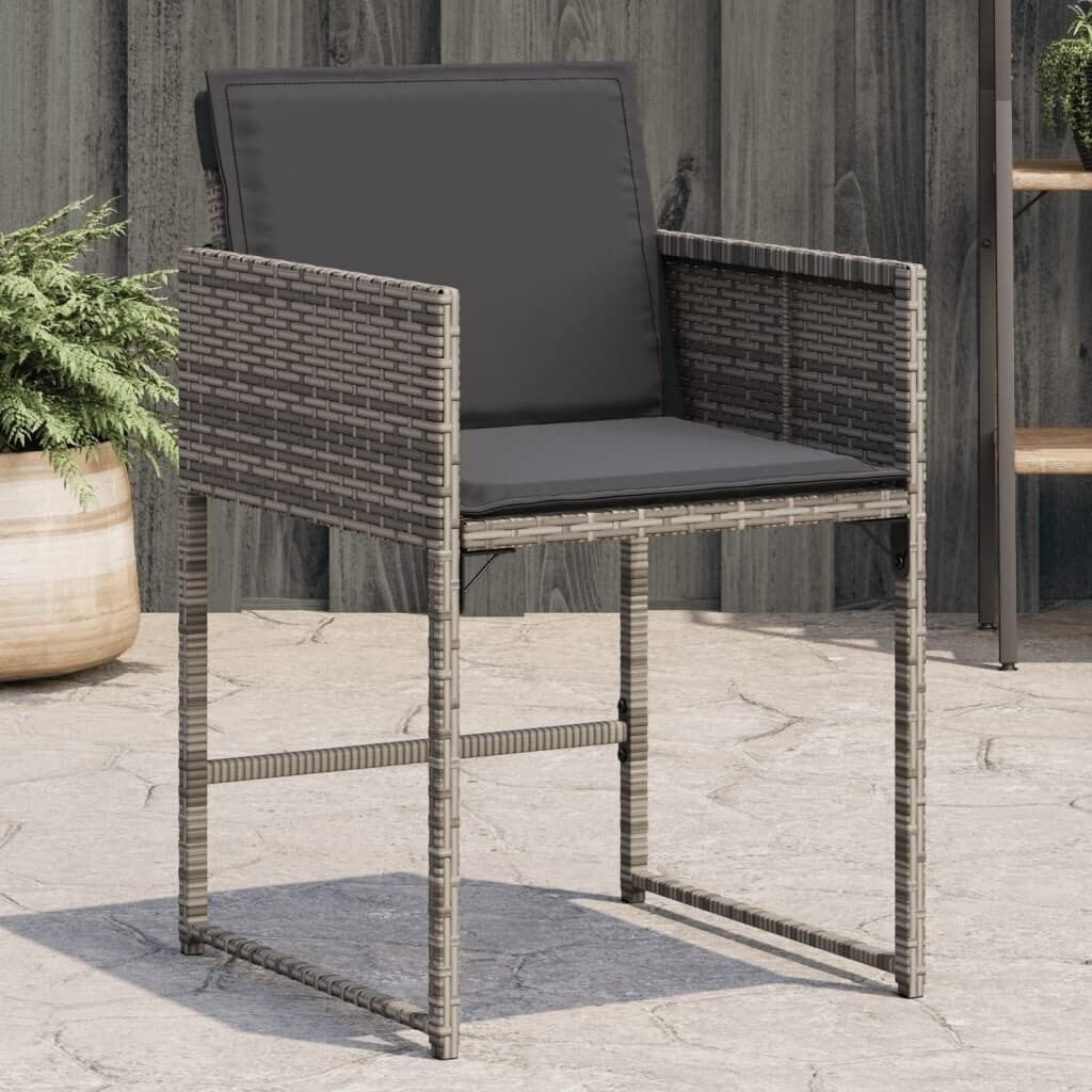 vidaXL Gartenstühle mit Kissen 4 Stk. Grau Poly Rattan (4007477)