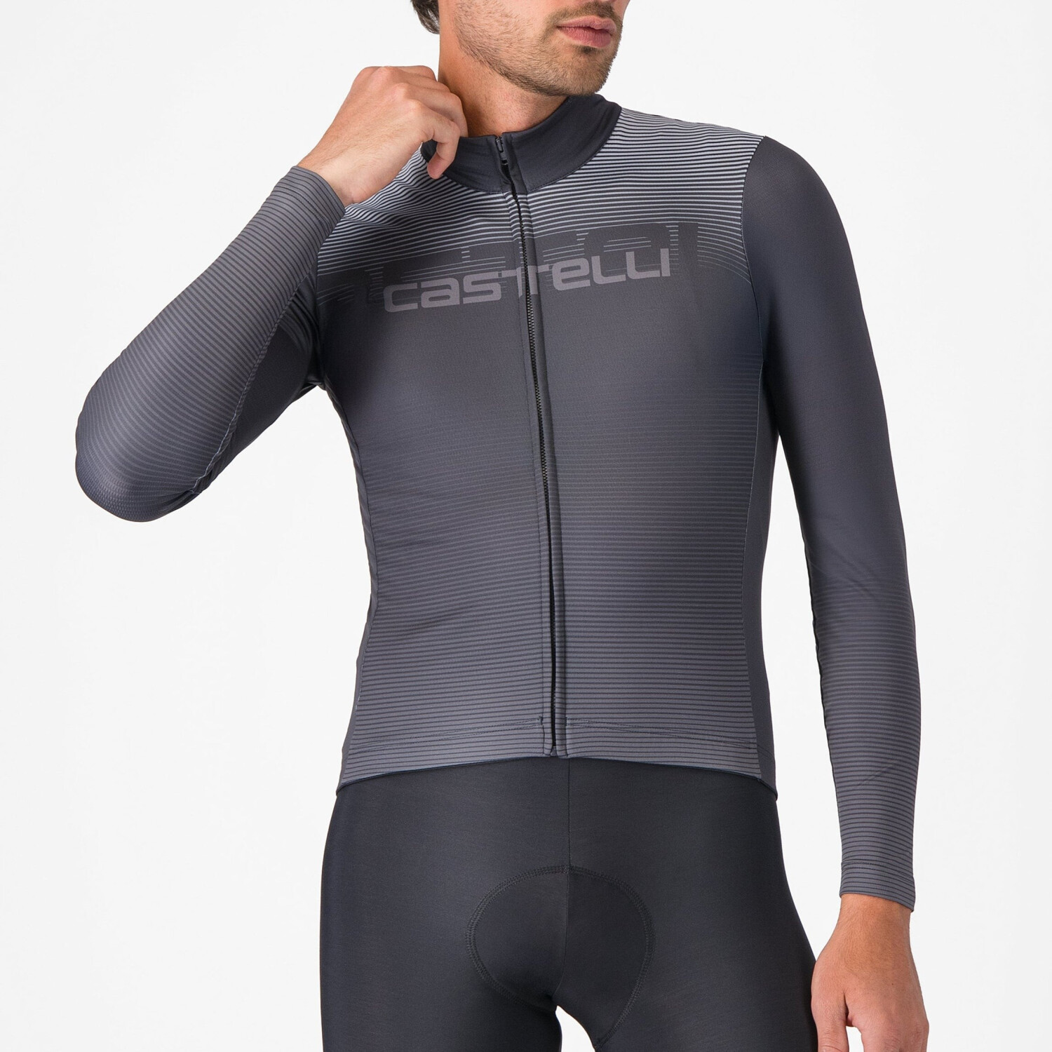 Castelli Apice Thermal Jersey grau dunkelgrau rauchgrau