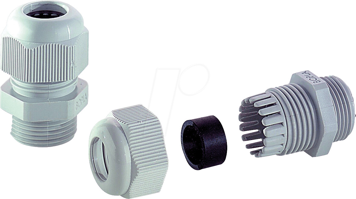 Jacob Unión roscada para cables PG21, 13-18 mm, gris, IP68 (50.021 PA7035)