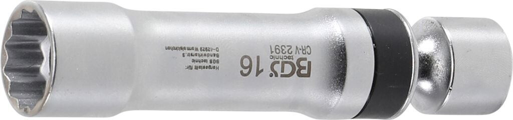 BGS Spark Plug Socket, 12-point, with Retaining Spring 10 mm (3/8") Drive 16 mm (2391)
