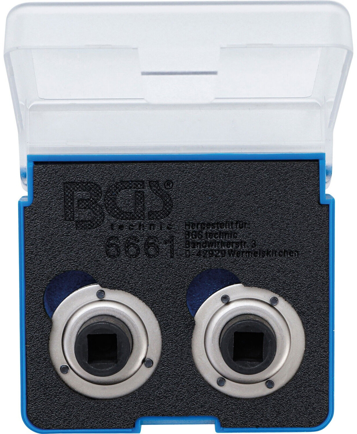 BGS Brake piston reset adapter set universal with 2 & 3 pins 2-piece (6661)