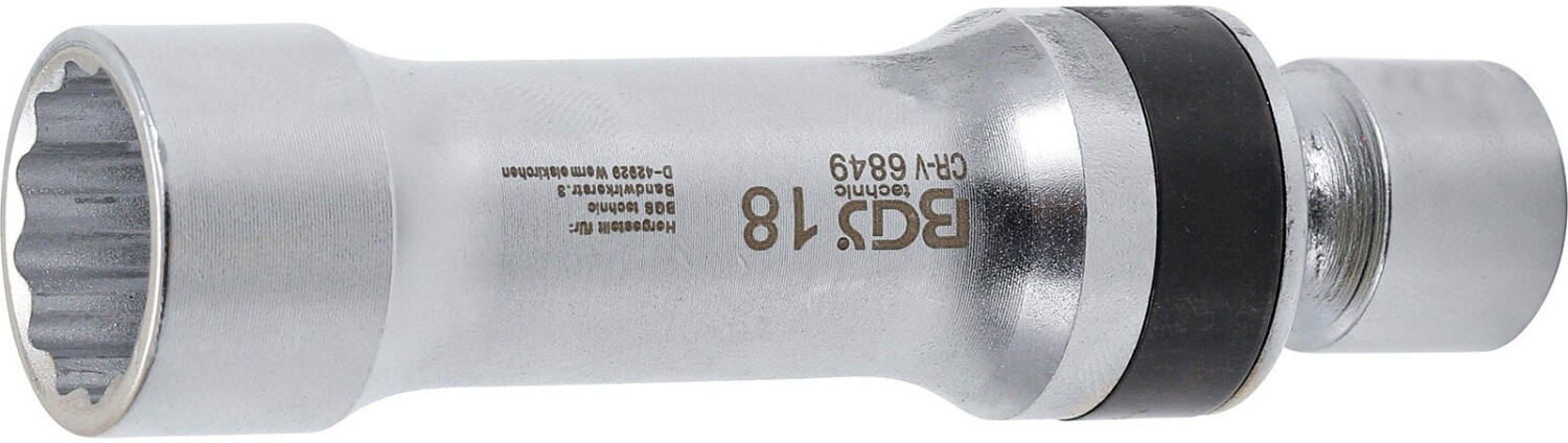 BGS Inserto snodato per candele poligonale con molla, 10 mm (3/8"), 18 mm (6849)