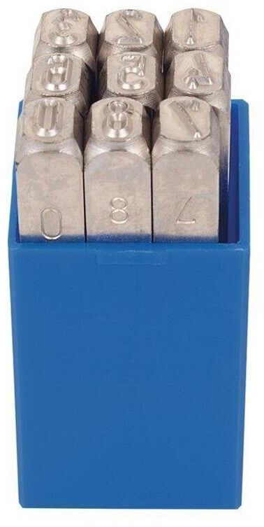 KUKKO Number punch set 9-piece numbers 0-9 font height 3 mm nickel-plated in plastic box (330-003)