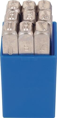 KUKKO Number Punch Set 9-piece Numbers 0-9 Character Height 5mm Nickel-Plated in Plastic Box (330-005)