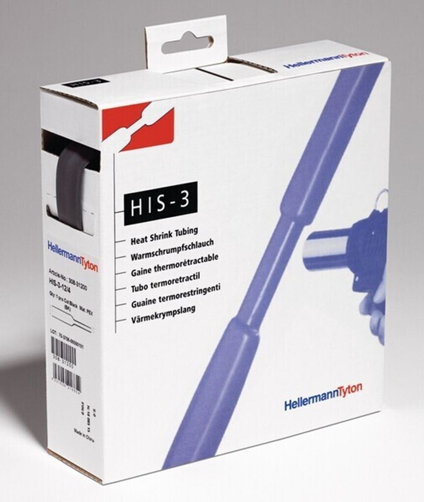 HellermannTyton Guaina termorestringente HIS-3-18/6 nera 3:1 Ø 18/6 mm 4 m (308-31800)