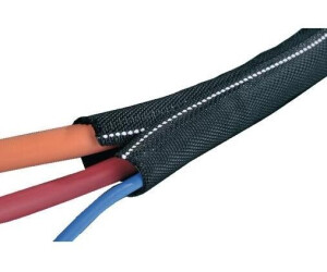 HellermannTyton Braided cable sleeve Twist-In-FR 19 black with white threads 16-19 mm (170-01104)