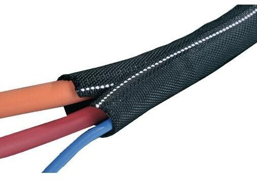 HellermannTyton Gaine tressée Twist-In-FR 19 noir avec fils blancs 16-19 mm (170-01104)