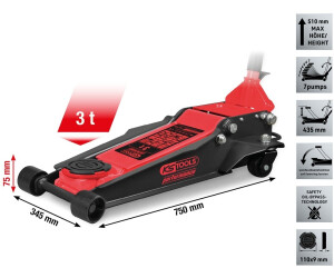 KS Tools Hydraulic Steel Jack, 3000 kg, flat (160.1020)