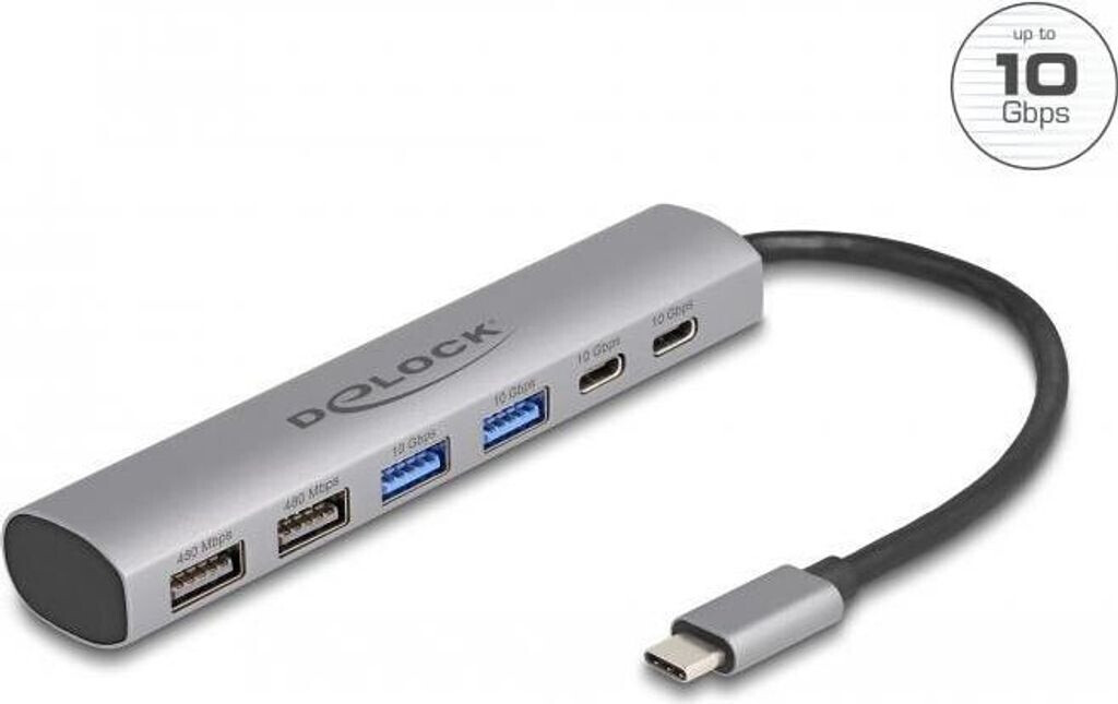 DeLock Hub USB 3.0 6 ports avec 2x USB-A, 2x USB-C, 2x USB 2.0 A (64232)