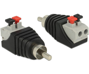 DeLock AV Terminal Block Adapter RCA Plug 2-Pin with Push Button Black/Grey/Red (65566)