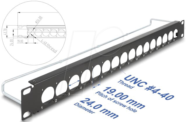 DeLock Panneau de raccordement type D 19" 16 ports 1U noir (67058)