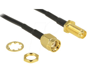 DeLock WLAN Antenna Cable RP-SMA Male to RP-SMA Female Panel Mount 20 cm (88876)