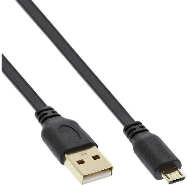 InLine Micro-USB 2.0 Flachkabel, USB-A zu Micro-B, 1m, Schwarz (31710F)