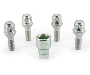 H&R Wheel Lock Bolt Set M12x1.50x26mm Taper - 4 Wheel Lock Bolts incl. Adapter (1252601KEY4)
