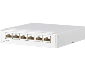 Metz Connect E-DAT C6A Patchpanel Aufputz-Verteiler 6xRJ45 Cat.6A-ISO reinweiss (130862-21C-E)