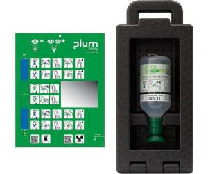 Plum Eye Wash Wall Box iBox 1 with Vision Panel and Carrying Handle, 500 ml 0.9% NaCl (4902)
