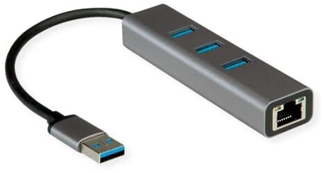 Roline Adaptateur USB 3.2 Gen 1 Gigabit Ethernet + Hub USB (12.02.1112)