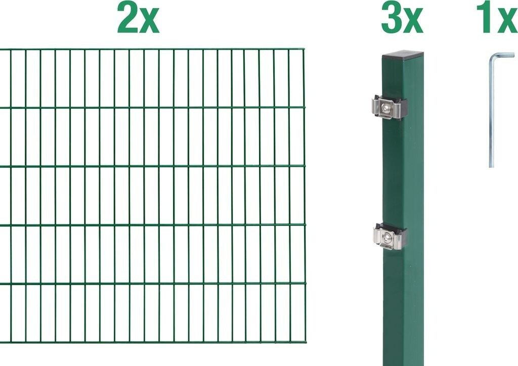 Alberts Complete Set Double Bar Fence, Green, 200 cm high, 4 m long (GAH_653637)