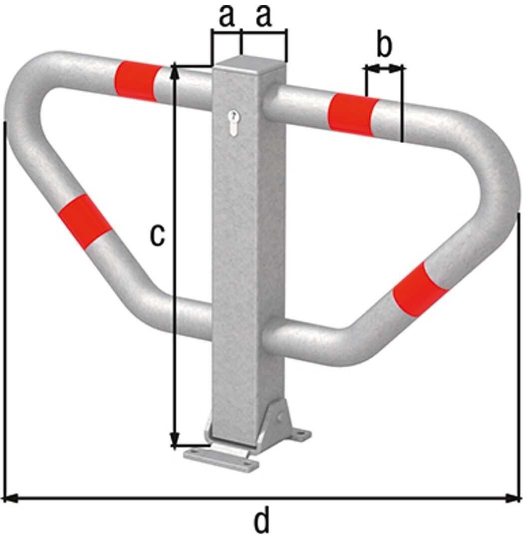 Alberts Alberts Parkplatzbügel Stoppy II klappbar zum Aufschrauben mit Zylinderschloss (770112) - side view