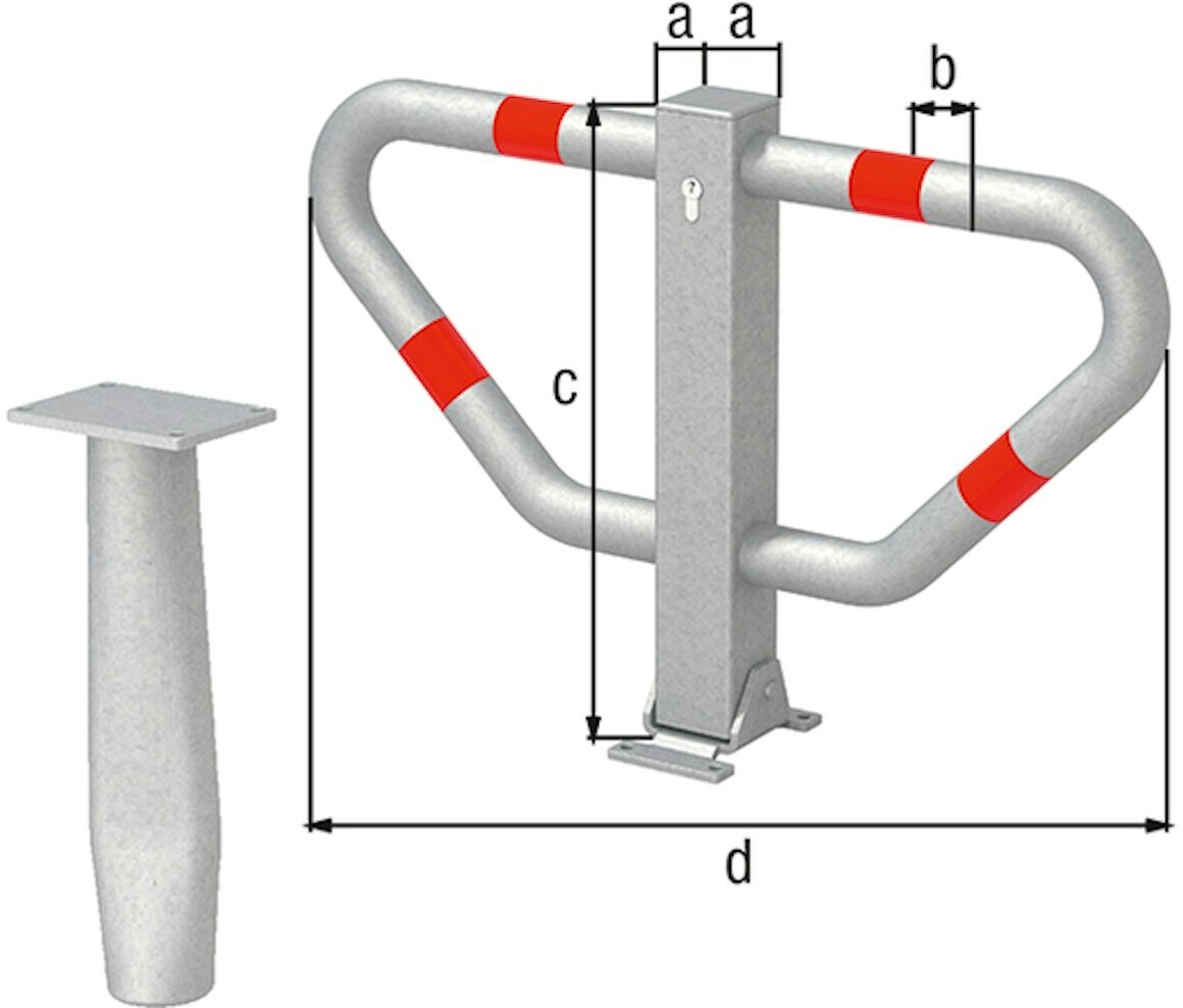 Alberts Alberts Parkplatzbügel Stoppy II klappbar zum Aufschrauben mit Zylinderschloss (770112) - back view