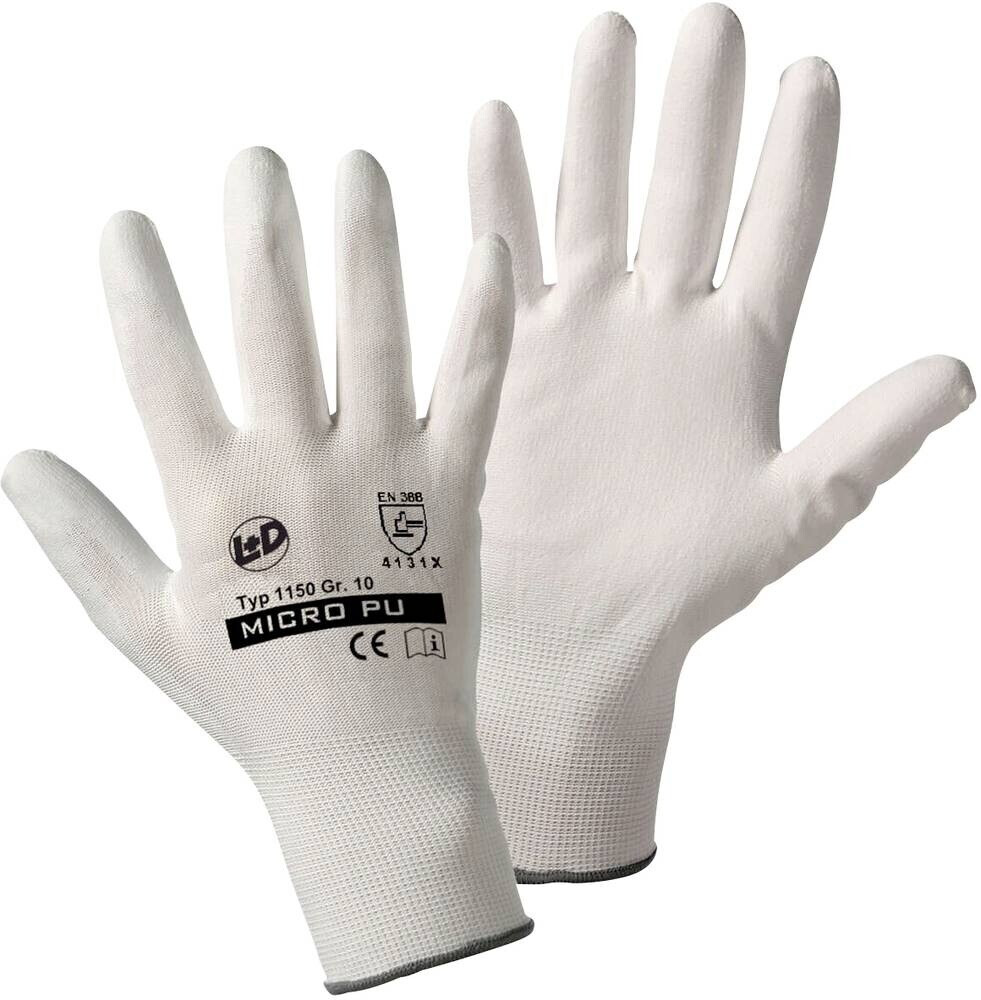 Leipold-Doehle MICRO-PU fine knitted gloves white (1150-11)