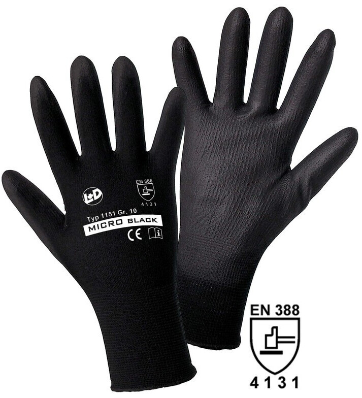 Leipold-Doehle MICRO black Nylon-PU Work Glove (1151-XL)